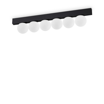 Ideal lux - Ping Pong - Lampada da soffitto lunga a led in metallo con diffusori lineari in acrilico - Colore: Nero - 6 Lampadine - Led Integrato - 18W - Lumen 1500 - Gradi Kelvin 3000k Luce Calda - IP20 - SKU: 313290