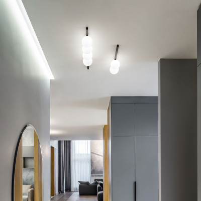 Ideal lux - Binomio - Lampada da soffitto lunga in metallo con diffusori lineari in vetro soffiato - 3 Lampadine G9 4W - IP20 - SKU: 32845G