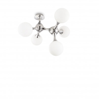 Ideal lux - Nodi - Lampada da soffitto moderna con struttura in metallo e 5 diffusori in vetro - Colore: Bianco - 5 Lampadine - E14 - 28W - IP20 - SKU: 073712