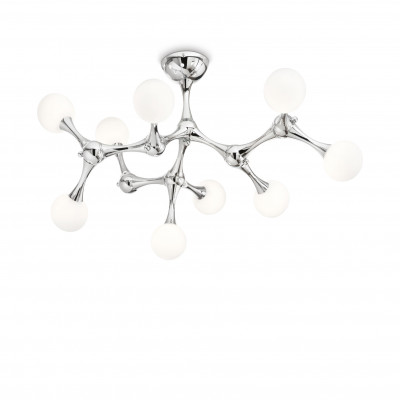 Ideal lux - Nodino - Lampada da soffitto moderna grande struttura in metallo e 9 diffusori in vetro - Colore: Cromato - 9 Lampadine - G9 - 15W - IP20 - SKU: 133393