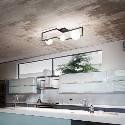 Ideal lux - Angolo - Lampada da soffitto moderna struttura in metallo e 3 diffusori in vetro acidato - 3 Lampadine G9 28W - IP20 - SKU: 28428