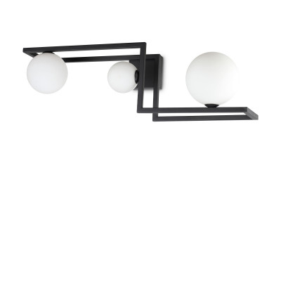 Ideal lux - Angolo - Lampada da soffitto moderna struttura in metallo e 3 diffusori in vetro acidato - Colore: Nero - 3 Lampadine - G9 - 28W - IP20 - SKU: 284286