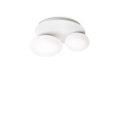 Ideal lux - Ninfea - Lampada da soffitto rotonda in metallo con 2 diffusori in vetro acidato - Colore: Bianco - 2 Lampadine - GX53 - 15W - IP20 - SKU: 306957