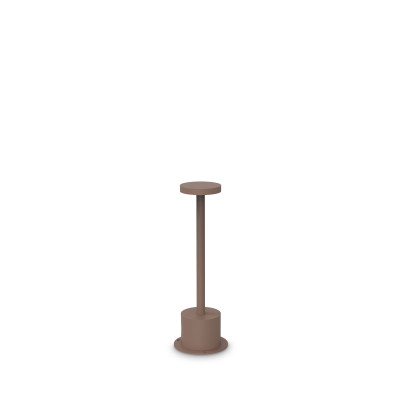 Ideal lux Toffee Lampada da tavolo a led dimmerabile con struttura in alluminio bassa e stretta Colore: Caffelatte