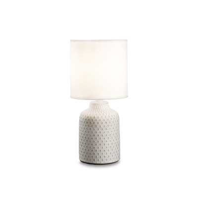  Ideal lux - Kalì - Lampada da tavolo con struttura in ceramica e con diffusore in tessuto - Colore: Bianco - 1 Lampadina E14 40W - IP20 - SKU: 245393 