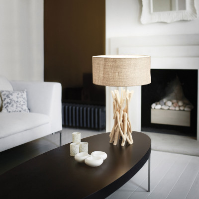  Ideal lux - Driftwood - Lampada da tavolo con struttura in legno e diffusore in tessuto - Colore: Legno - 1 Lampadina E27 60W - IP20 - SKU: 129570 
