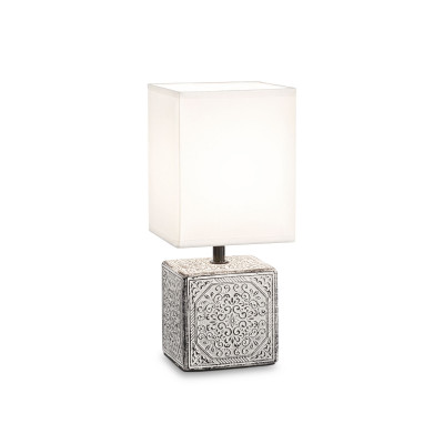  Ideal lux - Kalì - Lampada da tavolo struttura in ceramica e diffusore in tessuto - Colore: Bianco - 1 Lampadina E14 40W - IP20 - SKU: 245348 