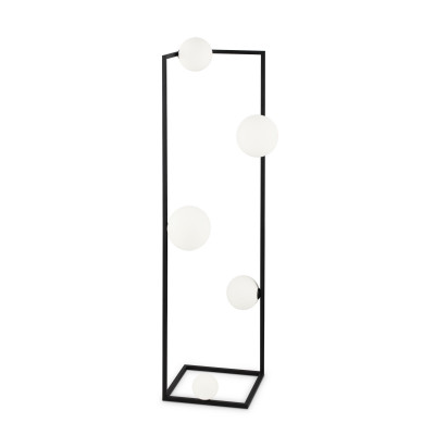 Ideal lux Angolo Lampada da terra moderna in metallo con 4 diffusori in vetro soffiato Colore: Nero