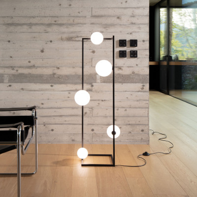 Ideal lux - Angolo - Lampada da terra moderna in metallo con 4 diffusori in vetro soffiato - 5 Lampadine G9 28W - IP20 - SKU: 28430