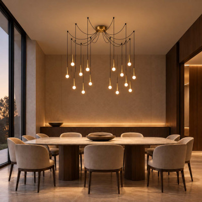 Ideal lux Lucciola Lampadario a ragno moderno con corpo in metallo e 16 diffusori led in acrilico Colore: Ottone