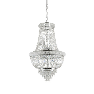 Ideal lux - Dubai - Lampadario classico con struttura in metallo e elementi in cristallo - 10 Lampadine E14 28W - IP20 - SKU: 2159M