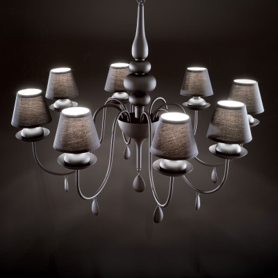 Ideal lux - Blanche - Lampadario grande dal design moderno in metallo con 8 paralumi in tessuto - 8 Lampadine E14 40W - IP20 - SKU: 0355G