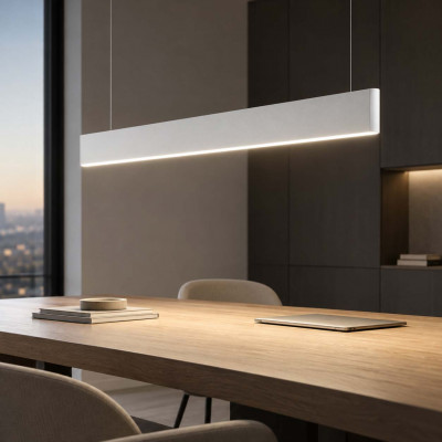 Ideal lux Desk Lampadario lineare a led con diffusore in alluminio a doppia emissione Colore: Bianco