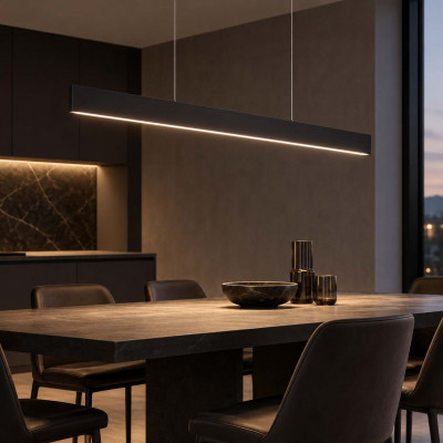 Ideal lux Desk Lampadario lineare a led con diffusore in alluminio a doppia emissione Colore: Nero