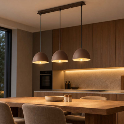 Ideal lux Folk Lampadario lineare con 3 diffusori in metallo dal design moderno Colore: Caffelatte