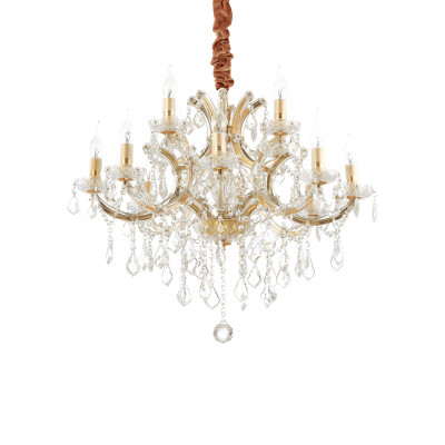 Ideal lux - Napoleon - Lampadario medio in metallo elementi decorativi in vetro soffiato e cristallo - Colore: Oro - 12 Lampadine - E14 - 40W - IP20 - SKU: 167404