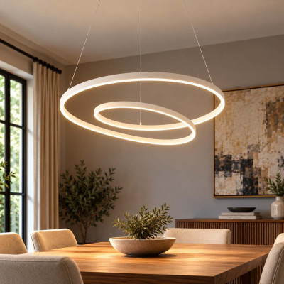 Ideal lux Oz Lampadario moderno a LED con diffusore a spirale Colore: Bianco
