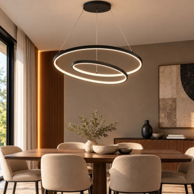 Ideal lux Oz Lampadario moderno a LED con diffusore a spirale Colore: Nero