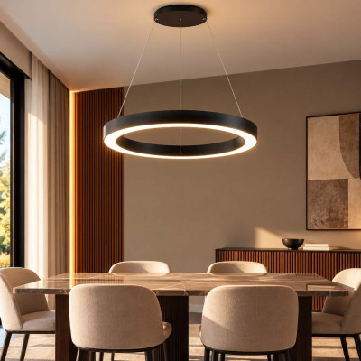 Ideal lux Oracle Lampadario moderno a led con diffusore in allumino rotondo Colore: Nero