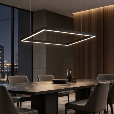 Ideal lux Oracle Slim Square Lampadario moderno a led con diffusore quadrato Colore: Nero