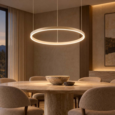 Ideal lux Oracle Slim Round Lampadario moderno a led con diffusore rotondo d.50 Colore: Bianco