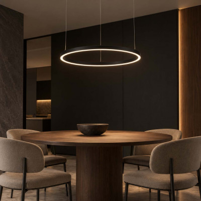 Ideal lux Oracle Slim Round Lampadario moderno a led con diffusore rotondo d.50 Colore: Nero