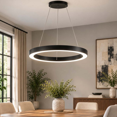 Ideal lux Oracle Lampadario moderno a led con diffusore rotondo in allumino Colore: Nero