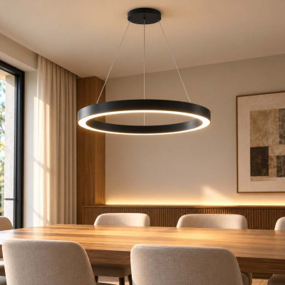 Ideal lux Oracle Lampadario moderno a led con diffusore rotondo in allumino Colore: Nero