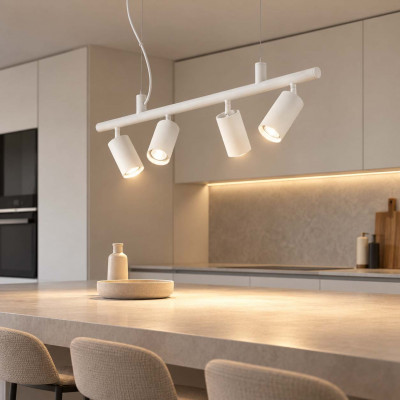 Ideal lux Dynamite Lampadario moderno con 4 faretti orientabili in metallo Colore: Bianco