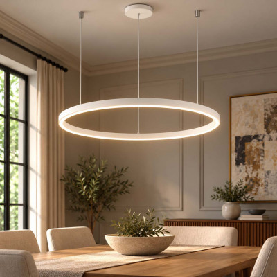Ideal lux Oracle Slim Round Lampadario moderno con diffusore a cerchio a led d.50 Colore: Bianco
