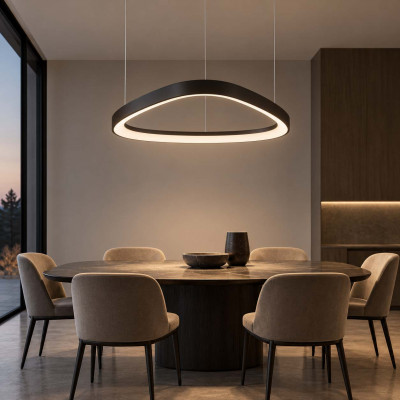 Ideal lux Gemini Lampadario moderno con diffusore a cerchio a led in alluminio Colore: Nero