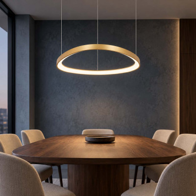 Ideal lux Gemini Lampadario moderno con diffusore a cerchio a led in alluminio Colore: Ottone