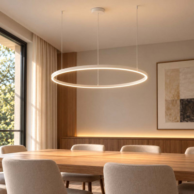 Ideal lux Oracle Slim Round Lampadario moderno con diffusore rotondo a led d.90 Colore: Bianco
