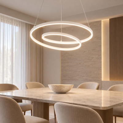 Ideal lux Oz Lampadario moderno in alluminio con diffusore a LED a spirale Colore: Bianco