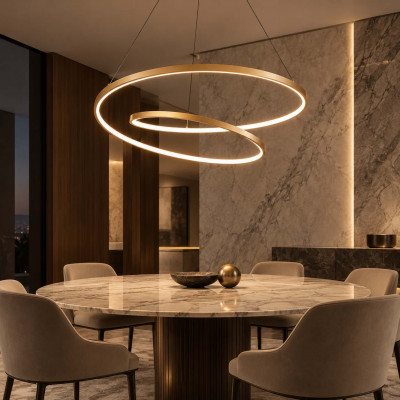 Ideal lux Oz Lampadario moderno in alluminio con diffusore a LED a spirale Colore: Ottone
