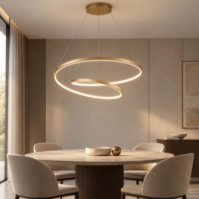 Ideal lux Oz Lampadario moderno in alluminio con diffusore a LED a spirale Colore: Ottone