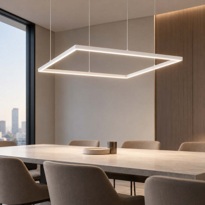 Ideal lux Oracle Slim Square Lampadario moderno in alluminio con diffusore a led quadrato Colore: Bianco