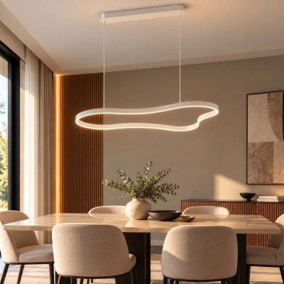 Ideal lux Waves Lampadario moderno in alluminio con diffusore LED circolare Colore: Bianco
