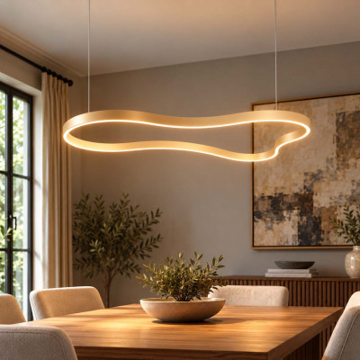 Ideal lux Waves Lampadario moderno in alluminio con diffusore LED circolare Colore: Oro