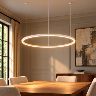 Ideal lux Hulahoop Lampadario moderno in metallo a led con diffusore ad anello Colore: Bianco