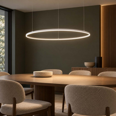 Ideal lux Hulahoop Lampadario moderno in metallo con diffusore a led ad anello Colore: Bianco