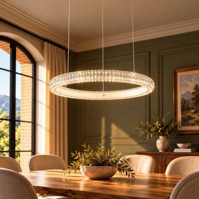 Ideal lux Miracle Lampadario moderno piccolo in alluminio con diffusore a led ad anello Colore: Bianco