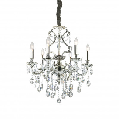 Ideal lux - Gioconda - Lampadario piccolo con struttura in metallo e pendagli in cristallo molato - 6 Lampadine E14 40W - IP20 - SKU: 04492P