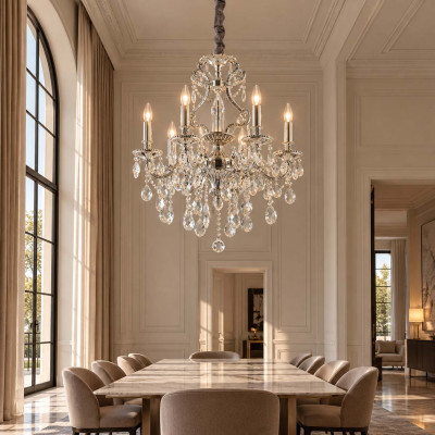 Ideal lux Gioconda Lampadario piccolo con struttura in metallo e pendagli in cristallo molato Colore: Argento