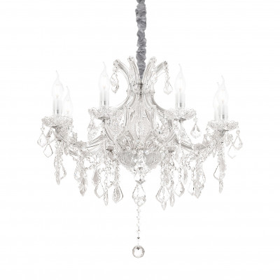 Ideal lux - Napoleon - Lampadario piccolo in metallo elementi decorativi in vetro soffiato e cristallo - 8 Lampadine E14 40W - IP20 - SKU: 1672P