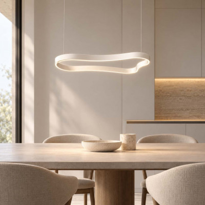 Ideal lux Waves Lampadario piccolo moderno a LED diffusore sagomato in alluminio Colore: Bianco