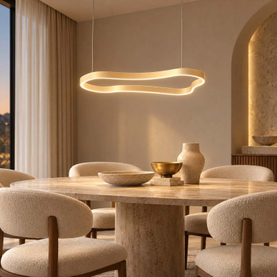 Ideal lux Waves Lampadario piccolo moderno a LED diffusore sagomato in alluminio Colore: Oro