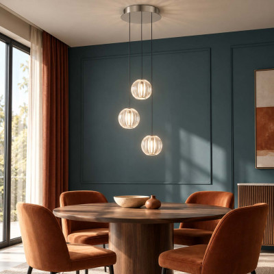 Ideal lux Diamond Lampadario rotondo in metallo a LED con diffusori in acrilcoa boccia Colore: Trasparente