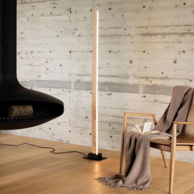 Ideal lux - Craft - Piantana a led con base in metallo corpo in legno e diffusore in policarbonato - 1 Lampadina Led Integrato 26W - Lumen 2150 - Gradi Kelvin 3000k Luce Calda - IP20 - SKU: 284484