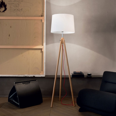 Ideal lux - York - Piantana dal design moderno con struttura in legno e paralume in tessuto - 1 Lampadina E27 42W - IP20 - SKU: 12140